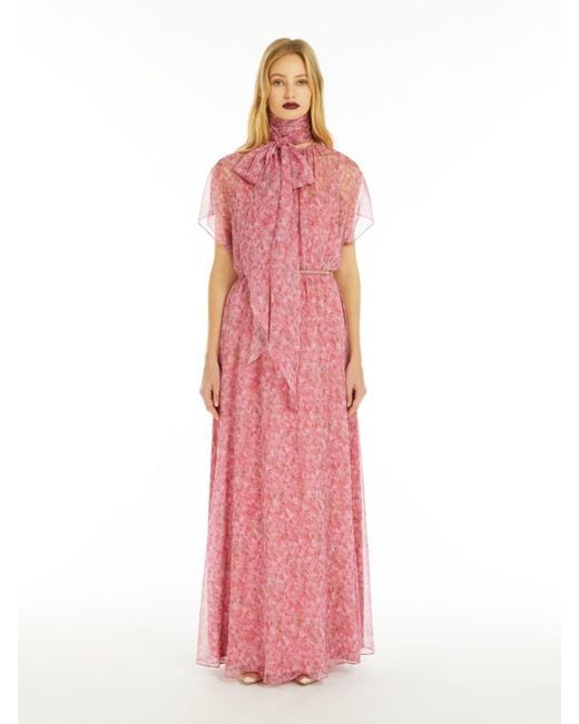Max Mara Pink Pleated Print Dress