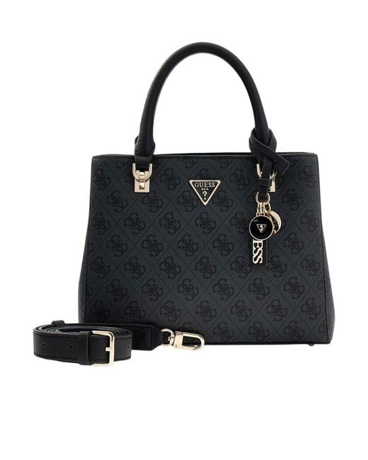 Guess Black Noelle 4G Monogram Charm Tote Bag