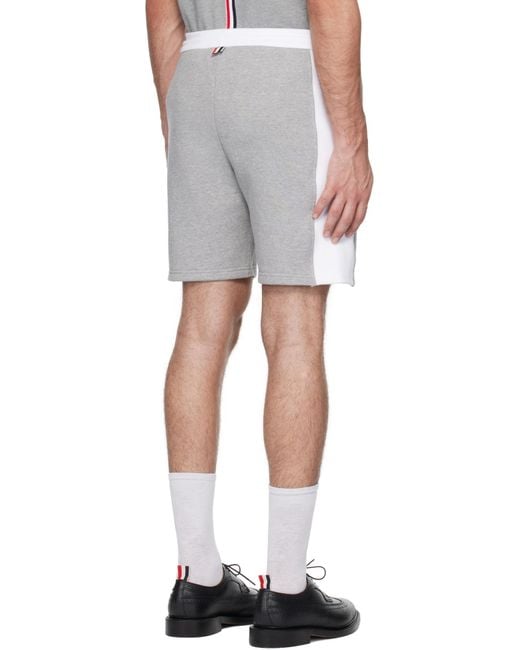Thom Browne Gray Mid-Rise Drawstring Track Shorts for men