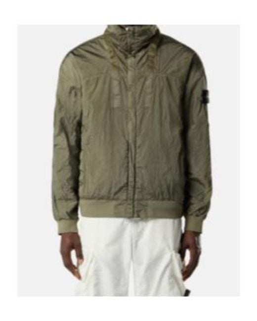 Stone Island Green Logo Patch Bomber Jacket for men