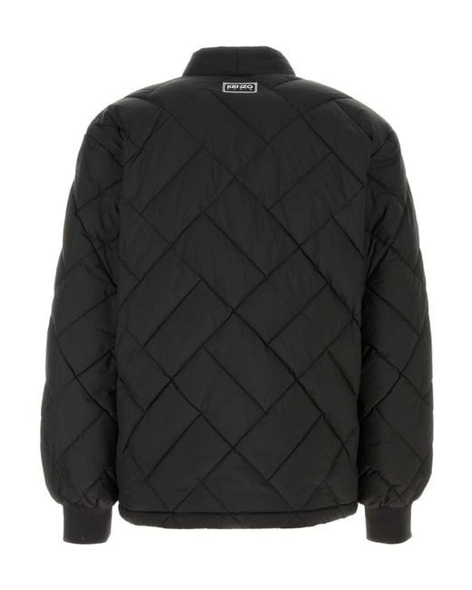 KENZO Black V-Neck Padded Down Jacket for men