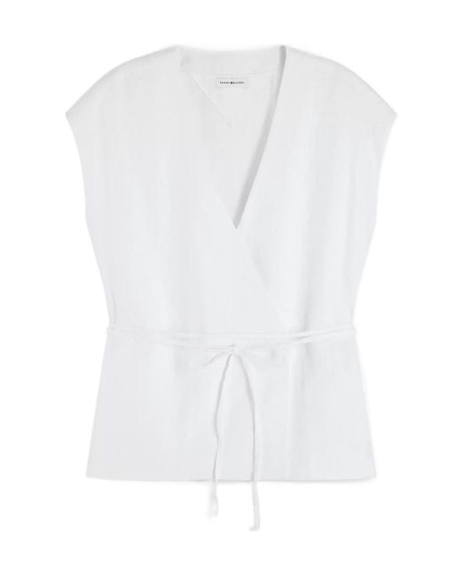 Tommy Hilfiger White Wrap-Style Sleeveless Blouse