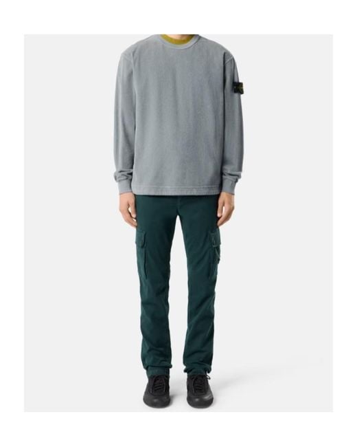 Stone Island Gray Comfort-Fit Crewneck Sweatshirt With Shoulder Inserts for men