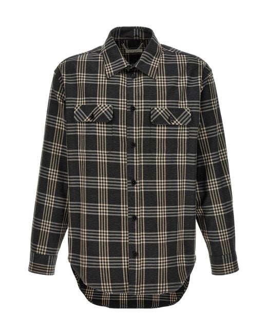 1989 STUDIO Gray Plaid Long-Sleeved Shirt for men