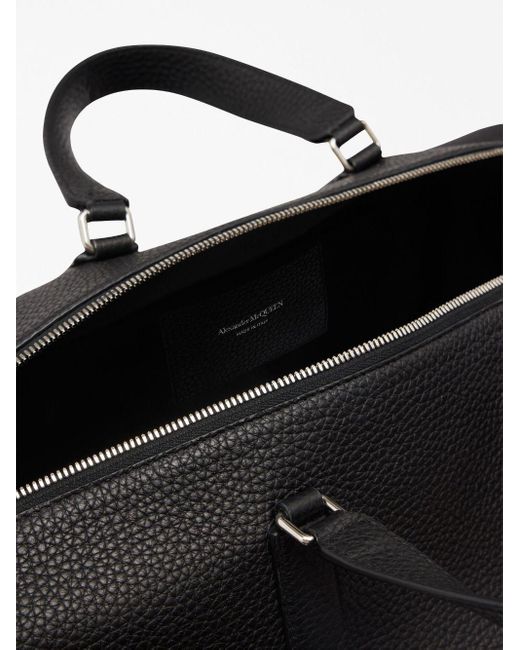 McQueen Black The Edge Zipped Duffle Bag for men
