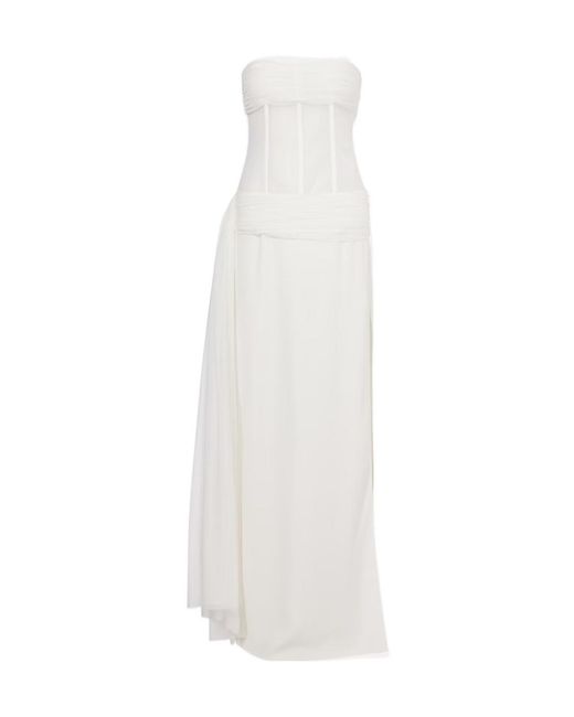 Christopher Esber White Bridal Veiled Corset Dress