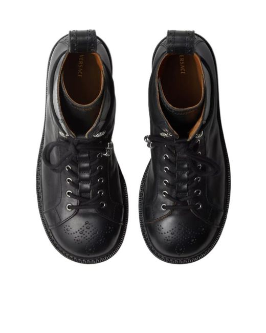 Versace Brown Perforated Lace-Up Boots for men