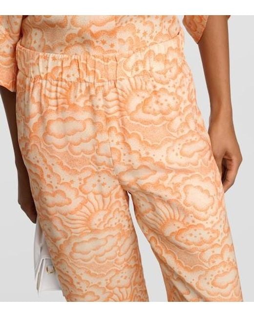 Stella McCartney Natural Mid-Rise Silk Pants