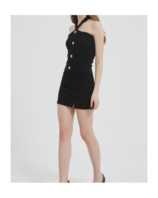 Marissa Chiara Black Halter Neck Tube Top