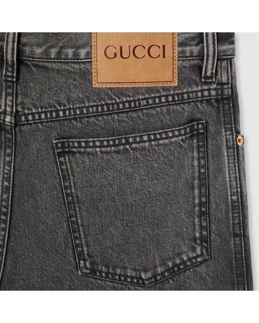 Gucci Gray Logo Detailed Slim Fit Denim Jeans for men