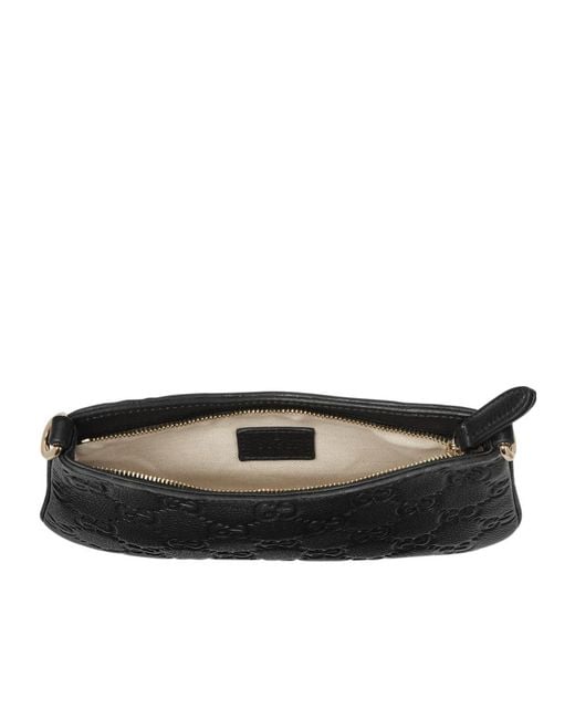 Gucci Black Gg Emblem Super Mini Shoulder Bag