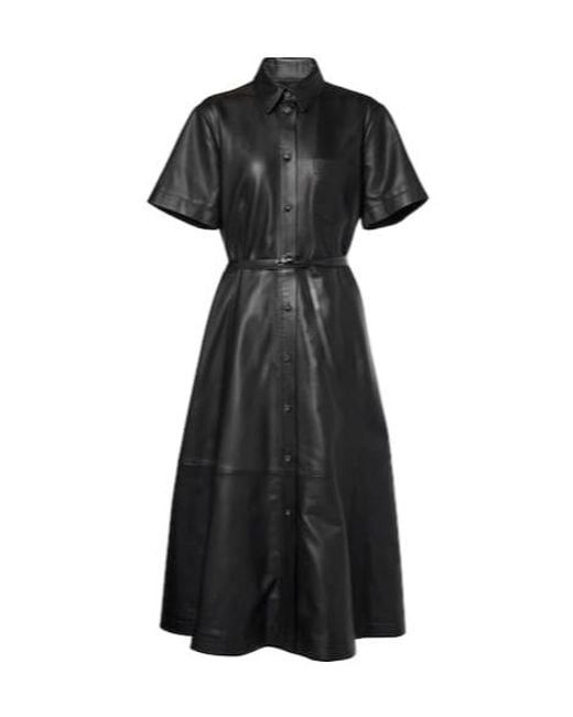 Altuzarra Black Kiera Leather Shirt Dress