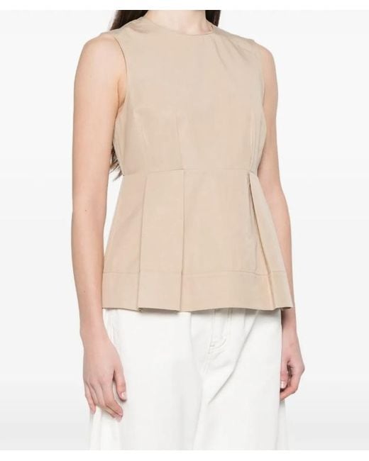 Vince Natural Pleated Sleeveless Top