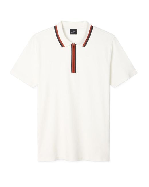 Paul Smith White Ps Zip Placket Polo Shirt for men
