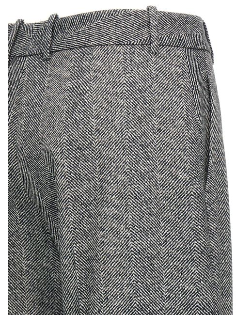 Ermanno Scervino Gray Herringbone Patterned Viscose Trousers
