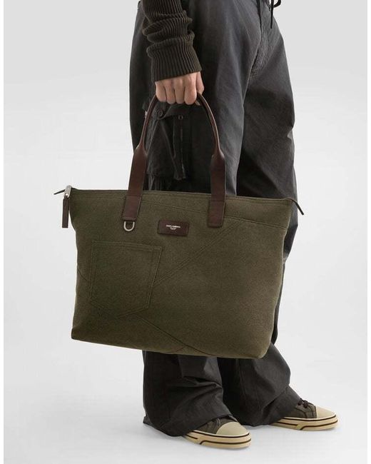 Dolce & Gabbana Green Adamo Patchwork Tote Bag for men