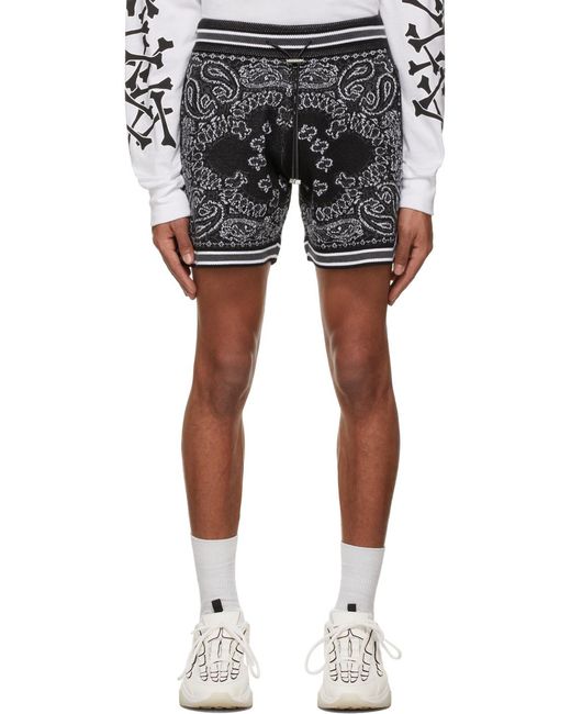 Amiri Black Bandana-Print Track Shorts for men