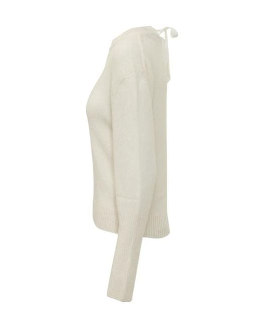 Lanvin White Knot-Detail Back-Tie Sweater