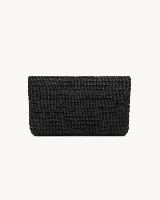 Saint Laurent Black Cassandre Large Envelope Pouch