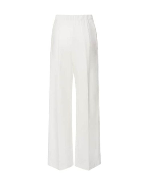 Max Mara White Canter Cotton Plain Knitted Wide Leg Trousers