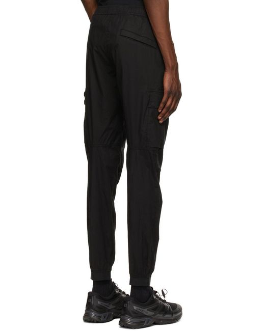 Stone Island Black Logo Patch Technical Cargo Pants for men