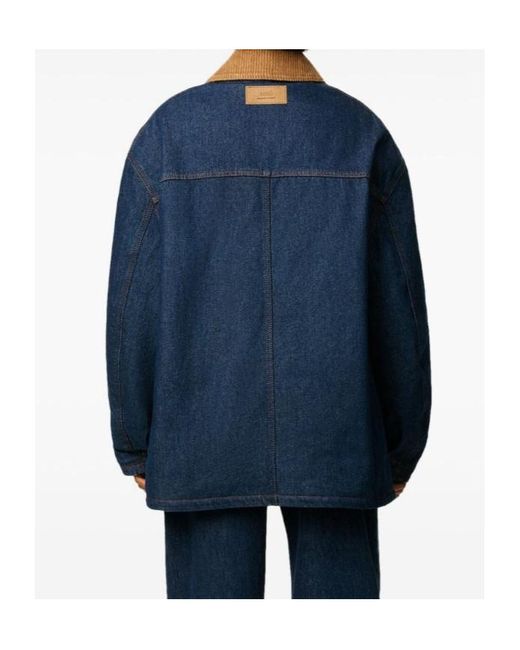 AMI Blue Padded Denim Worker Jacket for men