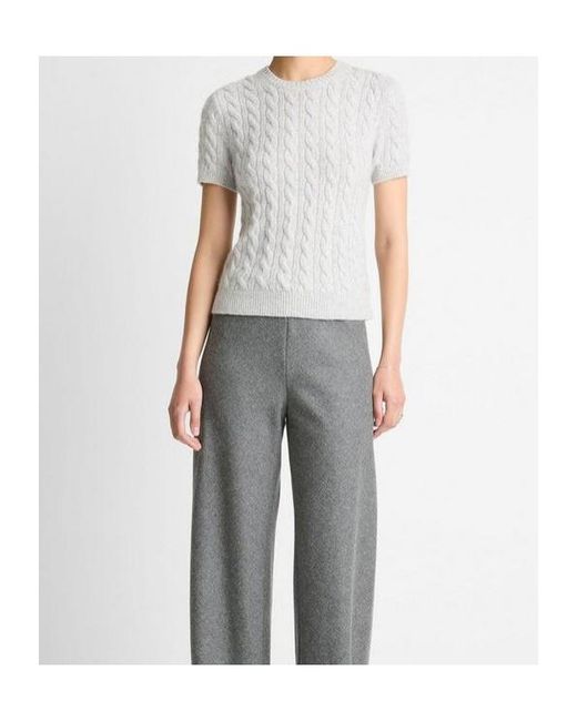Vince Gray Cable-Knit T-Shirt
