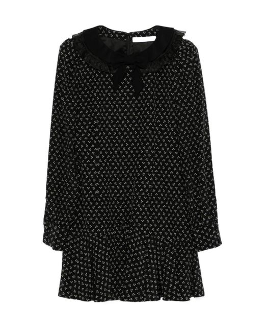 Alessandra Rich Black Long-Sleeved Dress