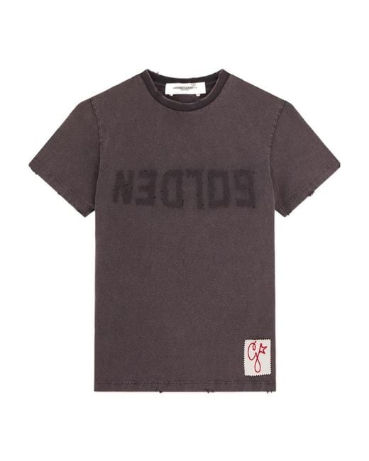 Golden Goose Deluxe Brand Purple Logo Printed Crewneck T-Shirt