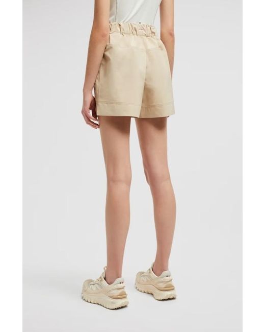 Moncler Natural Grenoble Logo Patch Drawstring Shorts