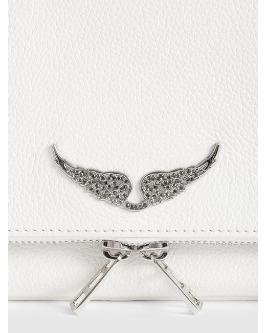 Zadig & Voltaire White Rock Grained Leather Clutch Bag