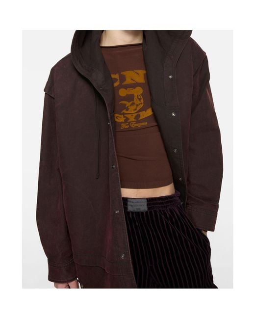 Acne Brown Layered Hooded Jacket for men