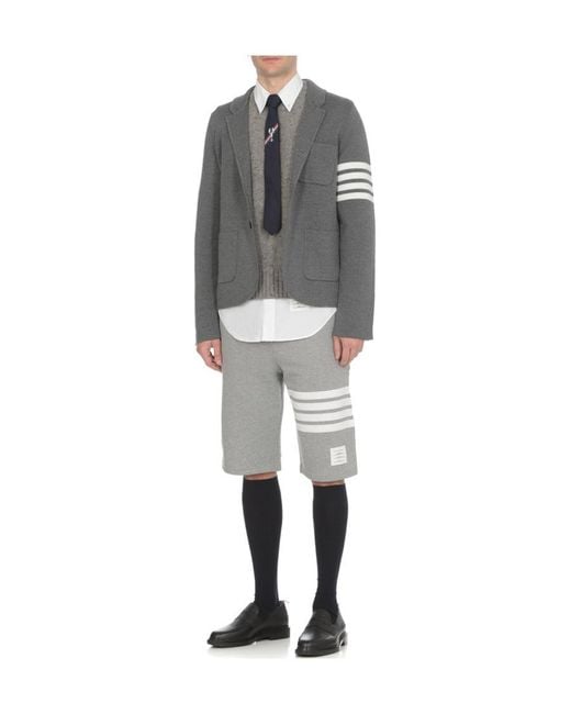 Thom Browne Gray 4-Bar Knitted Blazer for men