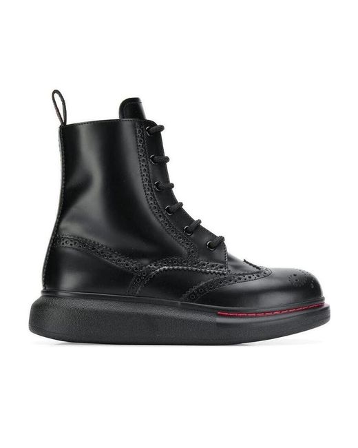 McQueen Black Hybrid Lace-Up Ankle Boots