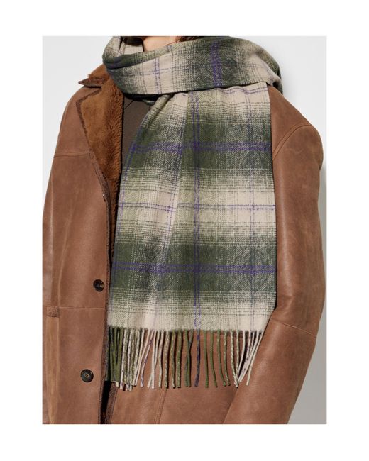 Etro Green Checked Fringed Scarf for men