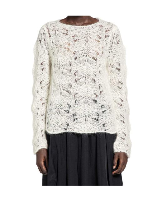 Comme des Garçons White Open-Knit Sweater