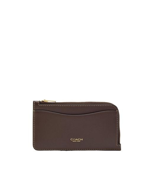 COACH Brown New York Leather Card Holder