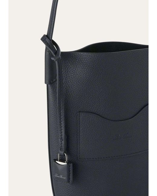 Loro Piana Black Adjustable Leather Cross-Body Mobile Phone Bag for men