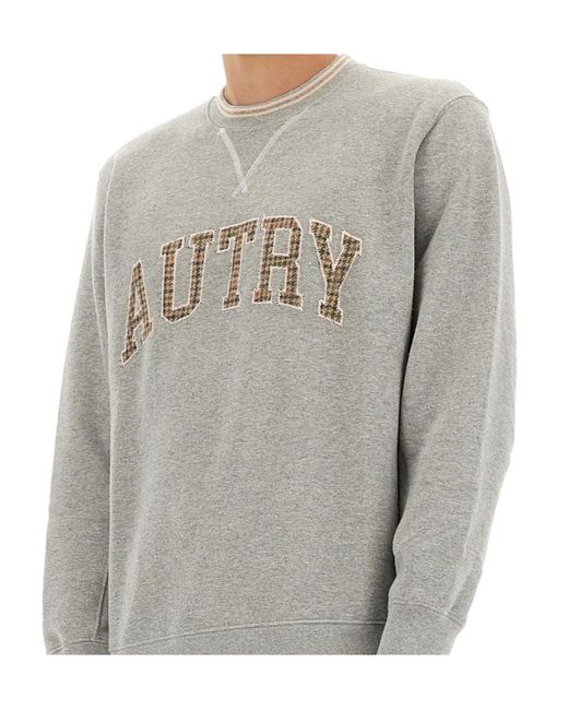 Autry Gray Logo-Embroidered Sweatshirt for men