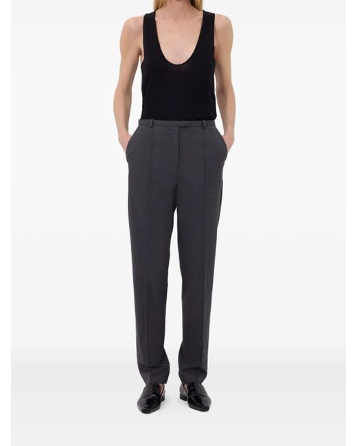 Loulou de Saison Gray Malka Pleat-Front Fitted Trousers