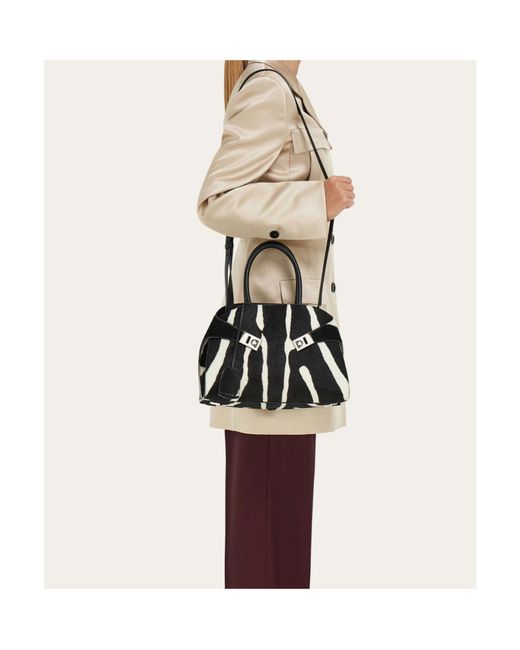 Ferragamo Black Ferragamo Hug Small Printed Tote Bag