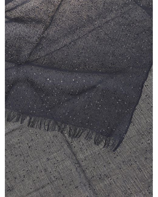 Brunello Cucinelli Black Sequined Fringed Scarf