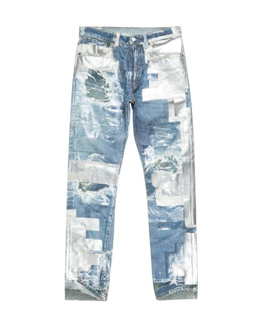 Acne Blue Coated Patchwork Jeans for men