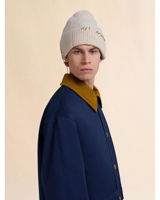 Marni White Wool Mending Beanie for men