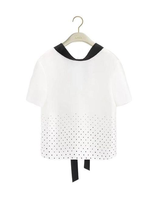 Dior White Short-Sleeved Blouse With Rear Tie