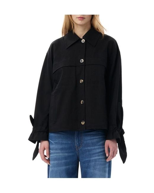 Ganni Black Herringbone Buttoned Jacket
