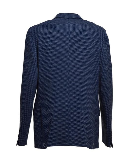 Etro Blue Single-Breasted Long-Sleeved Jacket for men