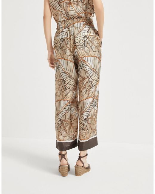 Brunello Cucinelli Natural Papyrus-Print Trousers