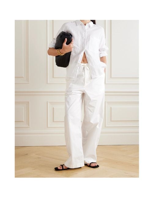 Nili Lotan White Kai Wide-Leg Casual Pants