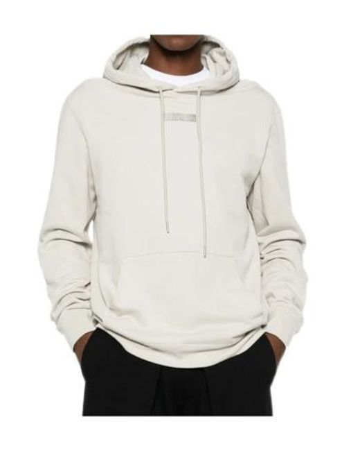 Calvin Klein White Logo-Patch Drawstring Hoodie for men